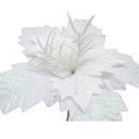 Ver imagem 2 de Kit 4 Flores Artificial Gliter Enfeite Branco Natalino 25cm