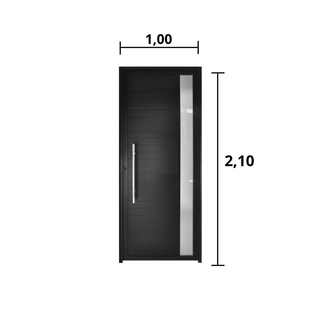 Porta Lambril C/Visor e Puxador Aluminio Preto 2.10 x 1.00 Lado Direito - Hale - 3
