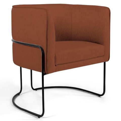 Poltrona Base Aço Betina B-235 Linho Laranja - Domi
