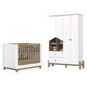 Ver imagem 1 de Berço Mini Cama Aconchego com Guarda Roupa Ternura 4 Portas Branco Jequitibá Hp - Henn