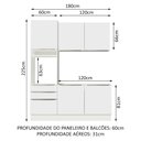 Ver imagem 3 de Cozinha Compacta Madesa Lux com Armário e Balcão 5 Portas 3 Gavetas Branco/Branco Veludo Cor:Branco