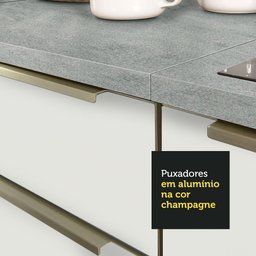 Cozinha Compacta Madesa Lux com Armário e Balcão 5 Portas 3 Gavetas Branco/Branco Veludo Cor:Branco  - 8