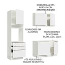 Ver imagem 4 de Cozinha Compacta Madesa Lux com Armário e Balcão 5 Portas 3 Gavetas Branco/Branco Veludo Cor:Branco