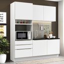 Ver imagem 1 de Cozinha Compacta Madesa Lux com Armário e Balcão 5 Portas 3 Gavetas Branco/Branco Veludo Cor:Branco 