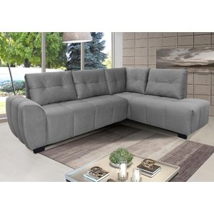 Sofá de Canto 6 Lugares Hellen Lugano com Revestimento em Tecido Velut Cinza e 205/190 cm