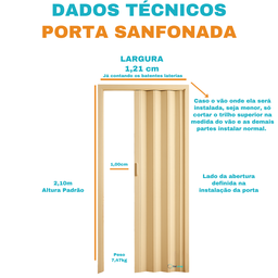 Porta Sanfonada Pvc 1,21m Bege - 3