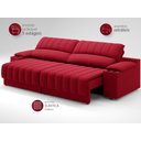 Ver imagem 5 de Sofá com Porta Copos Carregador USB Ret Rec Murano 2,50m Velosuede Vermelho - NETSOFAS