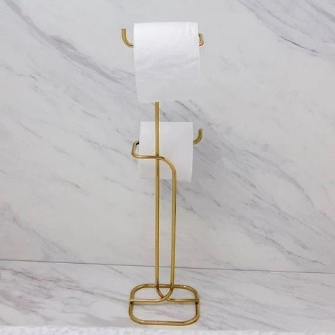 Porta Papel Higiênico Parede Banheiro Luxo - Dourado