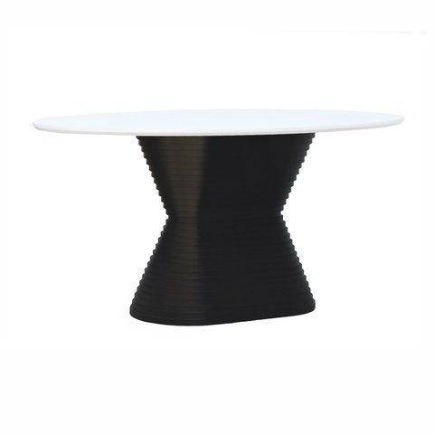 Mesa de Jantar Apollo Tampo Oval 160x90cm Preto/Branco