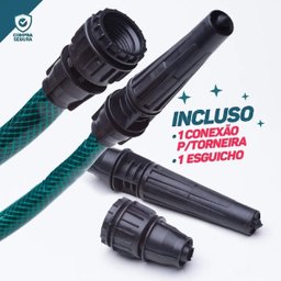 Mangueira para Jardim 20M Trançada Kit com Esguicho e Conector Verde Famastil - 4