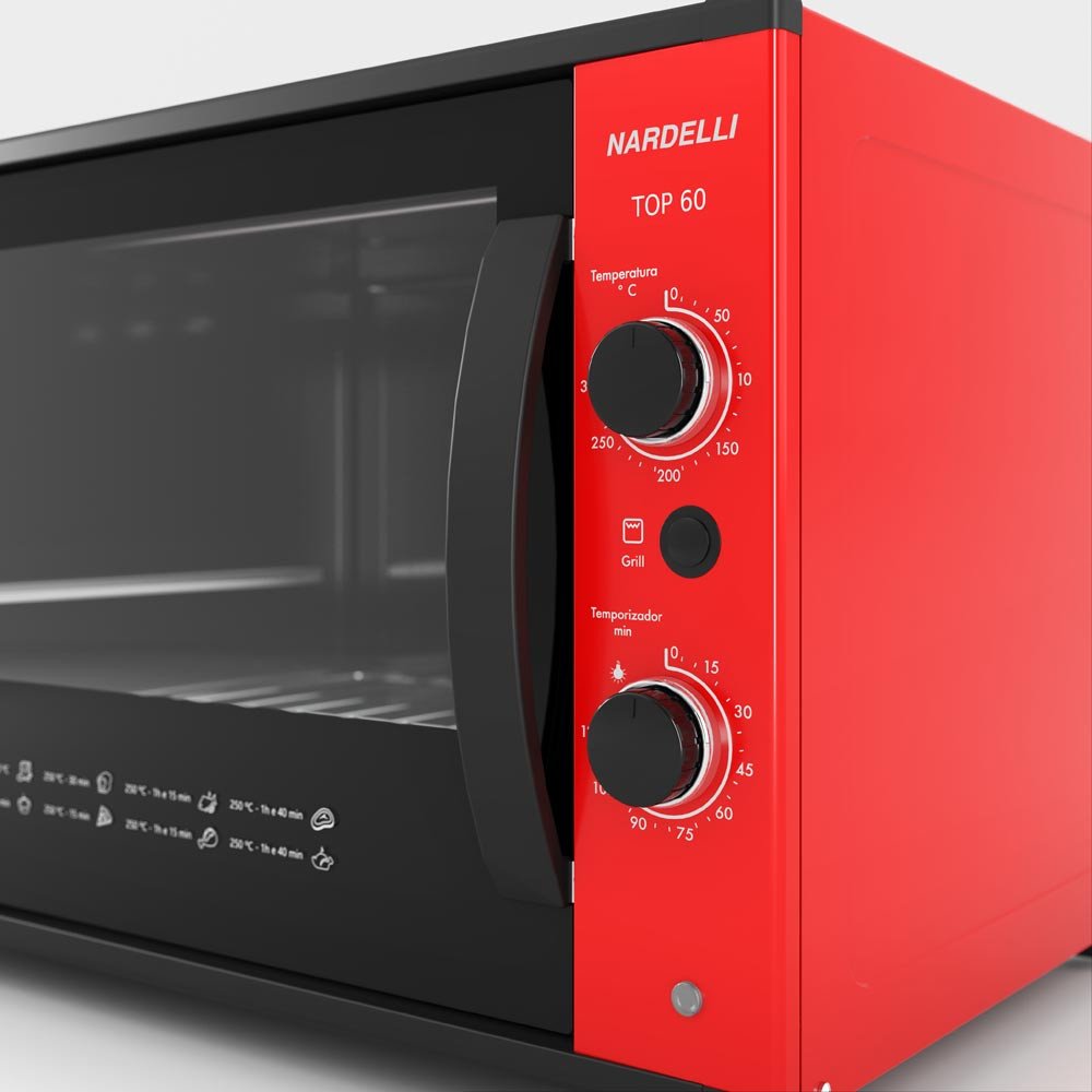 Forno Nardelli Elétrico Bancada Top 60 Vermelho 60 Litros - 4