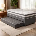 Ver imagem 1 de Cama Box com Colchão de Molas Ensacadas Luve + Auxiliar de Espuma Unique Solteiro 88cm