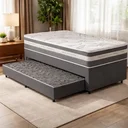 Ver imagem 1 de Cama Box com Colchão de Molas Ensacadas Luve + Auxiliar de Espuma Unique Solteiro 88cm