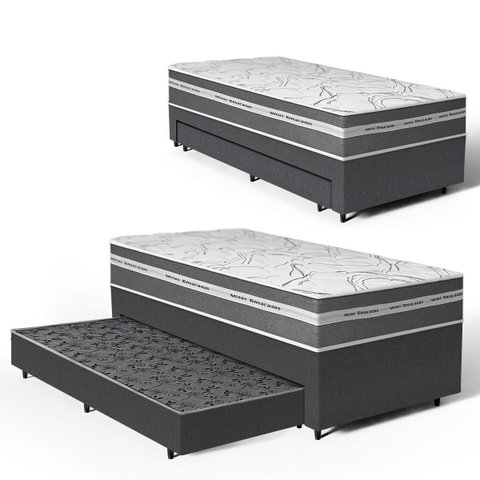 Cama Box + Colchão de Molas Ensacadas Luve + Auxiliar de Espuma Unique Solteiro 88 cm