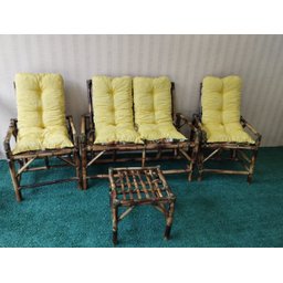 Kit De Sofá De Bambu Poltronas Cadeiras Móveis Conjunto - 4
