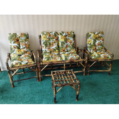 Kit De Sofá De Bambu Poltronas Cadeiras Móveis Conjunto