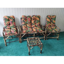 Kit De Sofá De Bambu Poltronas Cadeiras Móveis Conjunto - 3
