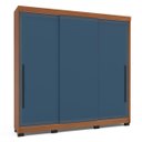 Ver imagem 2 de Roupeiro Valência 3 Portas Correr 4 Gavetas 217x213cm Freijó/Azul 240837