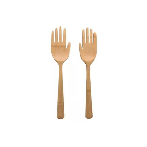 Pegador de Salada em Bambu Mãozinha Infantil Divertido