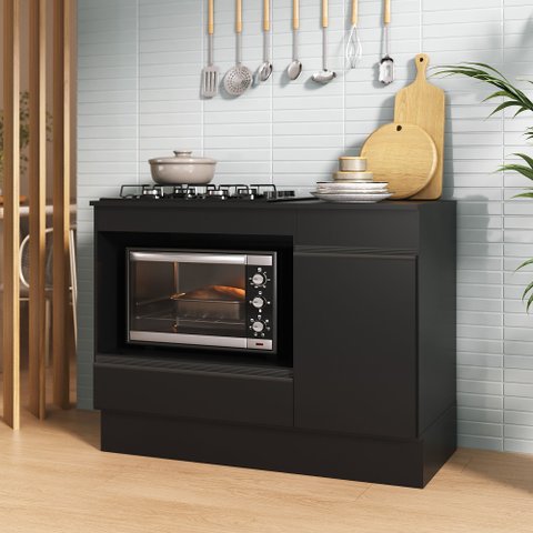 Balcão Cozinha para Cooktop e Forno 105cm 1 Porta 1 Gaveta com Rodapé Veneza Multimóveis Mp2295