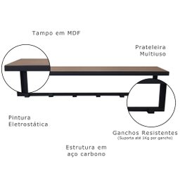 Cabideiro Strassis Design Sd-3505 Mdf Preto - 7
