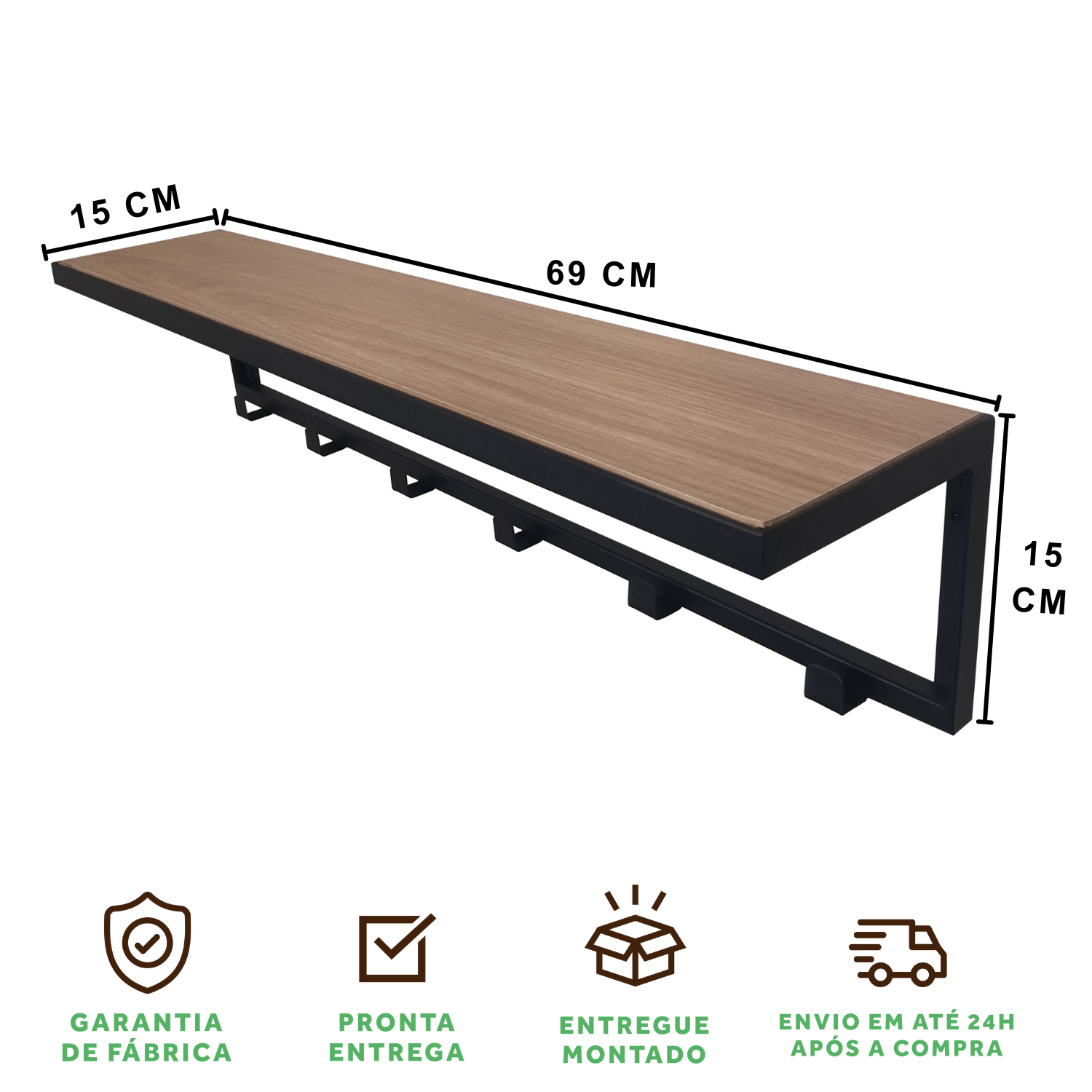 Cabideiro Strassis Design Sd-3505 Mdf Preto - 6