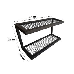 Prateleira Nicho Organizador Duplo em Metal com Telinha + 3 Ganchos Utensílios de Cozinha - 4