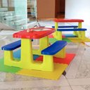 Ver imagem 2 de Mesa Infantil Plástica de Atividades Tramontina 90x84x52cm Playground Escolar Colorida Pic-nic