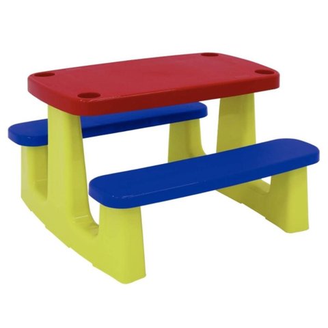 Mesa Infantil Plástica de Atividades Tramontina 90x84x52cm Playground Escolar Colorida Pic-nic