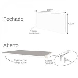 Mesa Infantil Dobrável 60cm com Canto Arredondado Bramov Móveis - 6