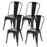 Kit com 4 Cadeira Tolix Iron Aço Carbono Industrial - Preto - 1