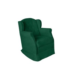 Poltrona Amamentação Balanço Bege + Puff:verde - 2