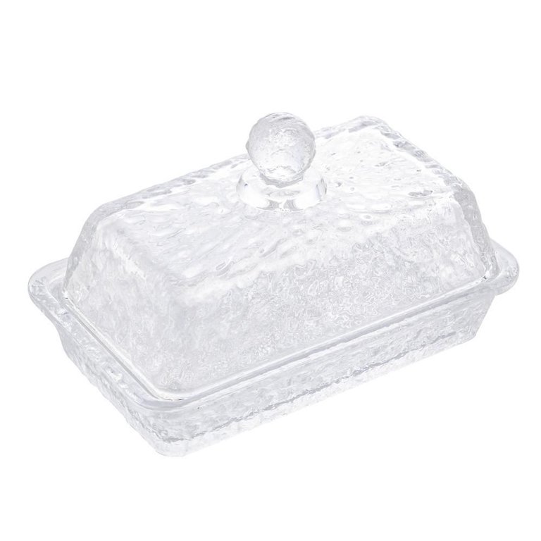 Manteigueira de Cristal Martelado com Tampa Petra 17cm
