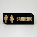 Ver imagem 3 de Placa Sinalização Banheiro Mdf Preto e Dourado Premium