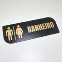 Ver imagem 1 de Placa Sinalização Banheiro Mdf Preto e Dourado Premium