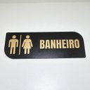 Ver imagem 2 de Placa Sinalização Banheiro Mdf Preto e Dourado Premium