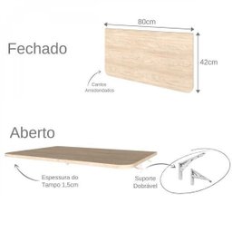 Mesa Infantil Dobrável 80cm com Canto Arredondado Bramov Móveis - 6
