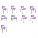 Ver imagem 1 de Kit 9 Cadeira Iso Infantil Creche, Base Cinza Lilas