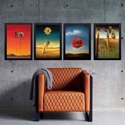 Kit 4 Quadros Obras de Salvador Dalí 24x18cm - com Vidro:madeira Preta - 1 Kit 4 Quadros Obras de Salvador Dalí 24x18cm - com Vidro:madeira Preta - 1