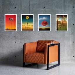 Kit 4 Quadros Obras de Salvador Dalí 24x18cm - com Vidro:madeira Preta - 2 Kit 4 Quadros Obras de Salvador Dalí 24x18cm - com Vidro:madeira Preta - 2