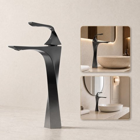 Torneira de Banheiro Lavabo Paris Monocomando Alta Preto