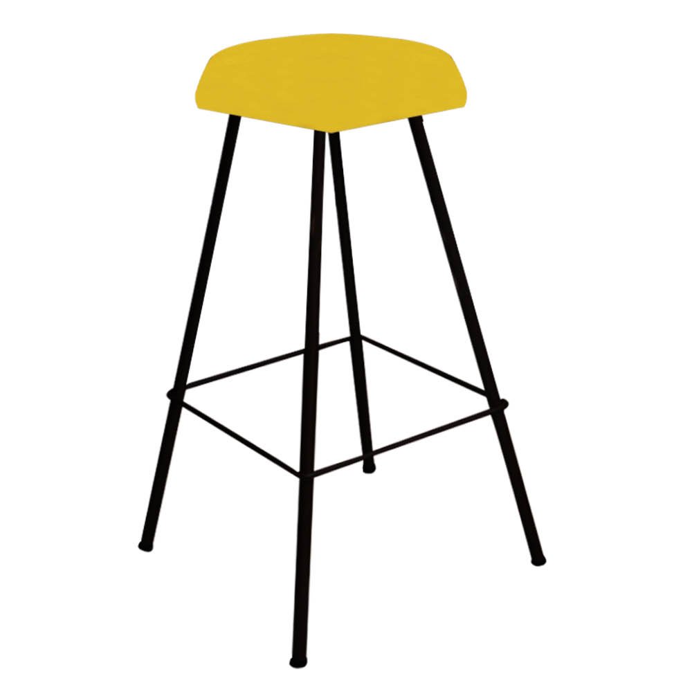 Kit 10 Banqueta Alta Lari Eiffel Hexágono Bancada Bar Balcão Bistrô Ferro Preto Corino Amarelo - 2