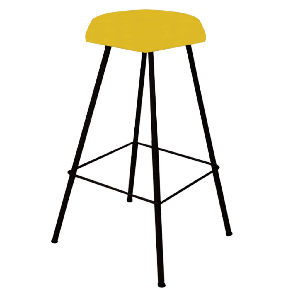 Kit 10 Banqueta Alta Lari Eiffel Hexágono Bancada Bar Balcão Bistrô Ferro Preto Corino Amarelo - 3