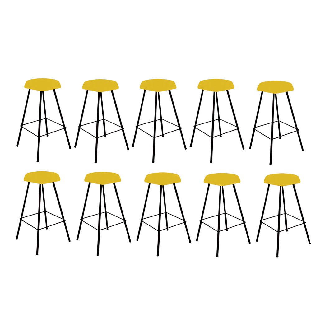 Kit 10 Banqueta Alta Lari Eiffel Hexágono Bancada Bar Balcão Bistrô Ferro Preto Corino Amarelo - 1