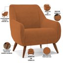 Ver imagem 4 de Kit 02 Poltronas Decorativa Fixa Pés de Madeira Paloma D02 Veludo Telha C-262 - Lyam Decor
