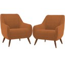 Ver imagem 1 de Kit 02 Poltronas Decorativa Fixa Pés de Madeira Paloma D02 Veludo Telha C-262 - Lyam Decor