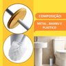 Escova de Vaso Sanitário Preta Inox Branca Tampa de Bambu - 6