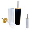 Escova de Vaso Sanitário Preta Inox Branca Tampa de Bambu - 1