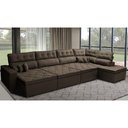 Ver imagem 1 de Sofá de Canto 4.80x2.36m Retrátil e Reclinável com Molas Cama inBox Platinum Direito Suede Café