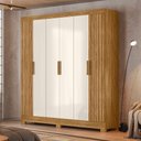 Ver imagem 1 de Guarda Roupa Roupeiro Casal Valença 6 Portas 2 Gavetas com Portas Frisadas Freijó Off White Moval